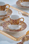 Marcella 24K Gold Detailed Porcelain Coffee Cup Set for 6 People - 90 ml
