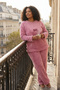 Pembe Sloganlı ve Kalpli Peluş/Wellsoft Örme Pijama Takımı TBBAW25AI00051