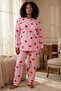 Pembe Kalpli T-shirt-Jogger Örme Pijama Takımı TBBAW23AI00021