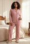 Pink Shirt Collar Flywheel Detailed Knitted Pajamas Set Tbbaw25Ai00056