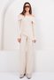 Beige Carmen Collar Asymmetrical Cut Blouse and Palazzo Trousers Set Alc-X14805 - 3