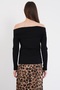 Black Madonna Collar Lycra Knitted Blouse with Metal Accessories Alc-X14840 - 6