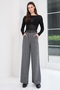 Black Belt Detailed Double Pocket Winter Palazzo Trousers Alc-X14815 - 4