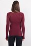Burgundy Boat Neck Cashmere Textured Transparent Blouse Alc-X14794 - 6