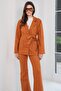 Cinnamon Double Pocket Belted Waist Suede Jacket Alc-X14798 - 6