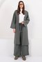 Women's Khaki Low Sleeve Long Kimono and Double Pocket Palazzo Pants Set Alc-X14837 - 5