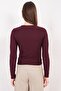 Burgundy Crew Neck Button Detailed Blouse Alc-X14801 - 8