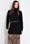 Black Turtleneck Thessaloniki Knitted Sweater with Side Slits Long Sweater Alc-X14834 - 4