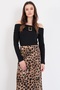 Black Madonna Collar Lycra Knitted Blouse with Metal Accessories Alc-X14840 - 4