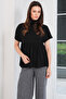 Black Turtleneck Draped Half Sleeve Knitwear Blouse Alc-X14795 - 4