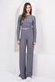 Indigo Seersucker Fabric Gathered Side Blouse and Trousers Set Alc-X14807 - 2