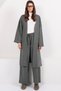 Women's Khaki Low Sleeve Long Kimono and Double Pocket Palazzo Pants Set Alc-X14837 - 2