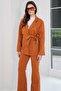 Cinnamon Double Pocket Belted Waist Suede Jacket Alc-X14798 - 2