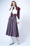 Burgundy Belt Buckle Zippered Pleated Midi Skirt Alc-X14752 - 3