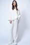 Women's Ecru Crew Neck Asymmetrical Cut Oversized Sweatshirt and Pants Set Alc-X13270 - 2