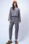 Women's Mink Crew Neck Asymmetrical Cut Oversized Sweatshirt and Pants Set Alc-X13270 - 4