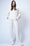 Women's Ecru Crew Neck Asymmetrical Cut Oversized Sweatshirt and Pants Set Alc-X13270 - 7
