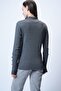 Anthracite Turtleneck Knitted Blouse with Slit and Button Detail Alc-X14775 - 8