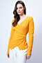 Mustard Yellow Double-Breasted Blouse with Draped Detail Alc-X14707