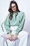 Mint Hakim Collar Half Placket Balloon Sleeve Poplin Shirt Blouse Alc-X14059 - 3