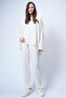Women's Ecru Crew Neck Asymmetrical Cut Oversized Sweatshirt and Pants Set Alc-X13270 - 3