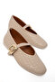 Beige Quilted Women's Ballerinas 20924 - 4