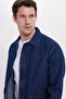 Men's relaxed fit comfortable double pocket denim navy blue jean jacket shirt