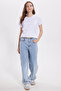 Women's Relax Fit Relaxed Cut Short Sleeve Crew Neck White T-Shirt Blouse - 3