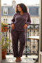 Füme Wellsoft/Peluş Kapüşonlu Kulak Detaylı Örme Pijama Takımı TBBAW25AI00021 - 2