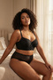 Black Underwire Lace Bottom Stretchy Plus Size Lingerie Set Tbbaw26Dg00001 - 2