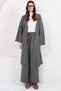 Women's Khaki Low Sleeve Long Kimono and Double Pocket Palazzo Pants Set Alc-X14837 - 4