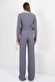 Indigo Seersucker Fabric Gathered Side Blouse and Trousers Set Alc-X14807 - 7
