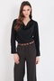 Black Degaje Collar Cuff Sleeve Woven Blouse Alc-X14777 - 3