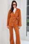 Cinnamon Double Pocket Belted Waist Suede Jacket Alc-X14798 - 3