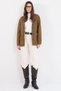 Women's Khaki Double Pocket Belted Waist Suede Jacket Alc-X14798 - 6