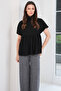 Black Turtleneck Draped Half Sleeve Knitwear Blouse Alc-X14795 - 2