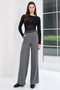 Black Belt Detailed Double Pocket Winter Palazzo Trousers Alc-X14815 - 3
