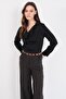 Black Degaje Collar Cuff Sleeve Woven Blouse Alc-X14777 - 5