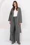 Women's Khaki Low Sleeve Long Kimono and Double Pocket Palazzo Pants Set Alc-X14837