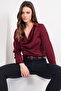 Burgundy Degaje Collar Cuff Sleeve Woven Blouse Alc-X14777 - 4
