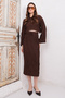 Brown Asymmetrical Cut Blouse and Skirt Set with Stitching Detail Alc-X14808 - 3