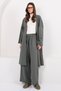 Women's Khaki Low Sleeve Long Kimono and Double Pocket Palazzo Pants Set Alc-X14837 - 6