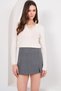 Cream V-Neck Bird-Eye Knitwear Blouse with Tie Alc-X14778 - 5