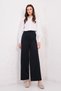 Navy Blue Wide Leg High Waist Pleated Palazzo Trousers Alc-X14713 - 2