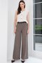 Women's Dark Beige Belt Detailed Double Pocket Winter Palazzo Pants Alc-X14815 - 6