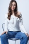 White Carmen Collar Bow Tie Knitted Blouse Alc-X14558 - 3