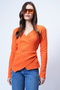 Orange Double-Breasted Cut Drape Detailed Blouse Alc-X14707 - 4
