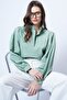 Mint Hakim Collar Half Placket Balloon Sleeve Poplin Shirt Blouse Alc-X14059 - 6