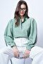 Mint Hakim Collar Half Placket Balloon Sleeve Poplin Shirt Blouse Alc-X14059 - 5