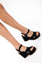 Black Suede Women's Wedge Heeled Shoes 15938 - 8